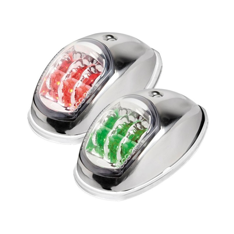 Pair Evoled 112.5° left + 112.5° right navigation lights 12V Stainless steel body OS1103921