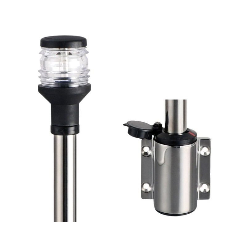 Asta Compact in acciaio inox con Fanale 360° Nero 100cm OS1111203-18%