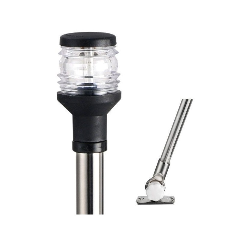 Compact folding pole in stainless steel with Mooring light 360° Black 60cm OS1112703