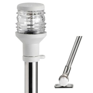 Asta Compact Abbattibile in acciaio inox con fanalino di Fonda 360° Bianco 60cm OS1112704-0%
