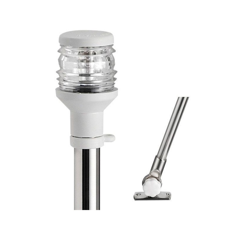 Compact foldable pole in stainless steel with Mooring light 360° White 60cm OS1112704