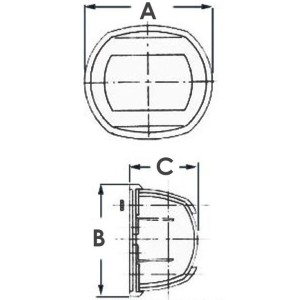 Black polycarbonate navigation light Red light 112,5° 80x42x70mm OS1140801