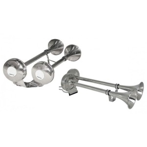 Tromba Doppia a Membrana in Acciaio Inox 12V 455mm Larghezza 190mm OS2145204-18%