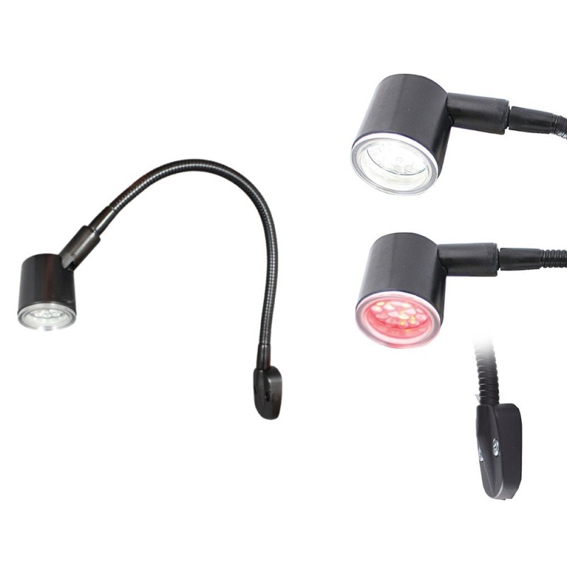 Flexible arm 6 LED light 12V 1,3W White + Red night lights OS1323924
