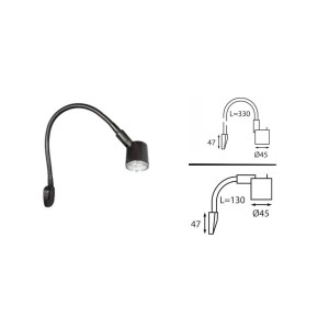 Flexible arm 6 LED light 12V 1,3W White + Red night lights OS1323924