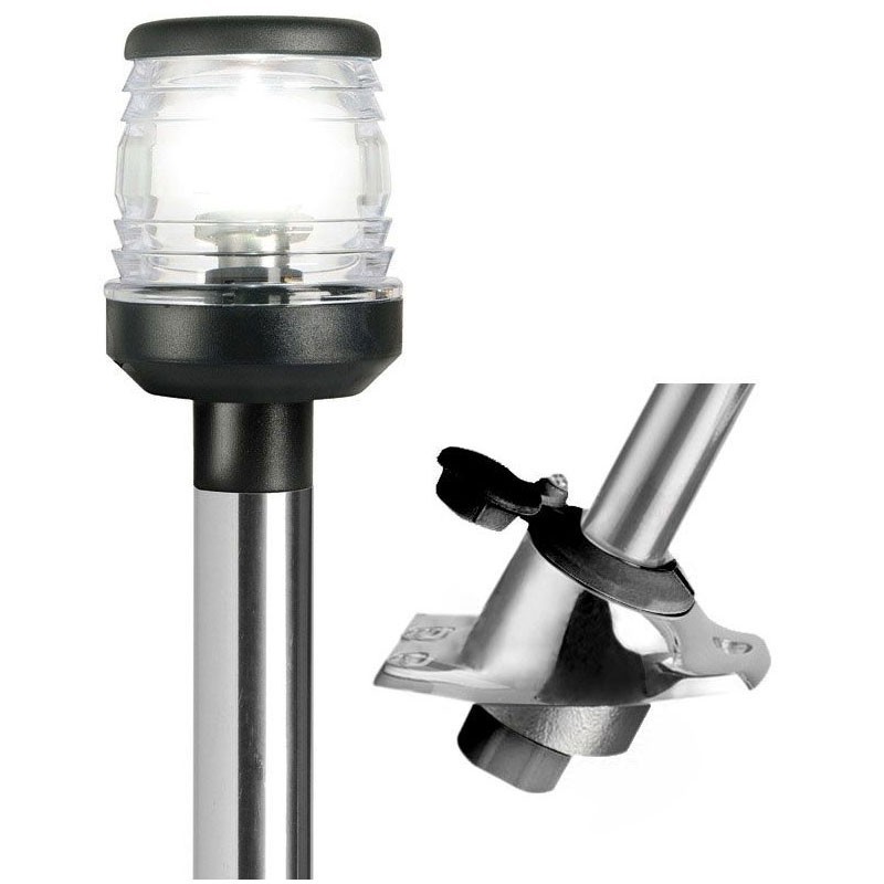 Asta Luminosa Estraibile in acciaio inox a 360° 60cm con base a scatto nero OS1116000-18%
