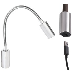 Quick AUDREY WALL USB NS 1.5W 10-30V Satin Aluminum Reading Light Q25400023BIN