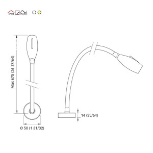 Quick MAYA 60 1.5W 10-30V IP40 Chrome Aluminum Reading Light with Switch Q25400013BIC