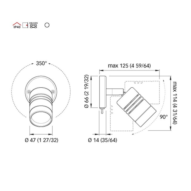 Quick JOYCE 3W 10-30V IP40 Chrome Aluminum Reading Light No Switch Q25400009BIN