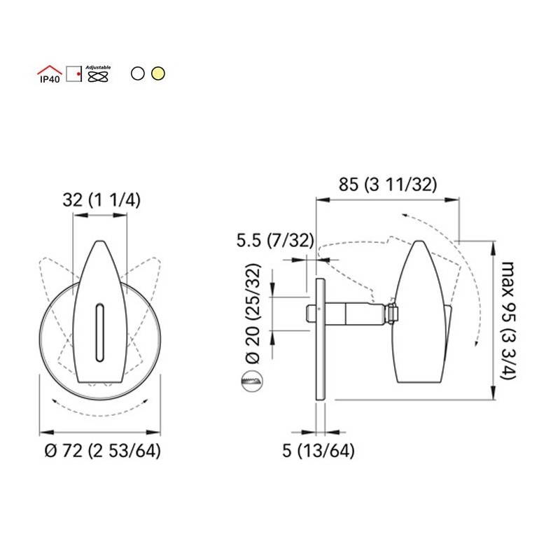 Quick NICOLE 1.5W 10-30V IP40 Chrome Aluminum Reading Light with Switch Q25400006BIN