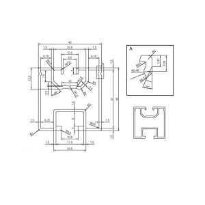 Solar Aluminum Profile M8 40x40mm for slot nut N52331500110