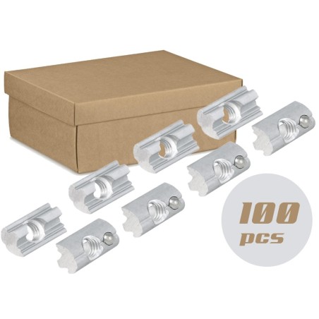 Kit 100pz Tasselli scorrevoli M8 corpo Alluminio e sfera AISI 304/A2 N52331500036-0%