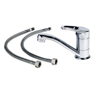 Rubinetto Olivia lavello bagno comando 170xh80mm con valvole e becco OS1701800-18%