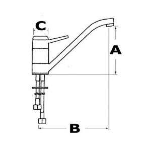Rubinetto Olivia lavello bagno comando 170xh80mm con valvole e becco OS1701800-18%