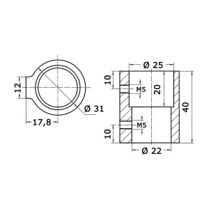 Mirror-polished AISI 316 stainless steel Connectors for Bimini poles Ø22/25mm OS4665800