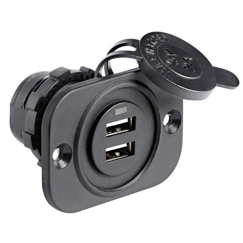 Double USB Socket panel with cover Black colour N50523027250