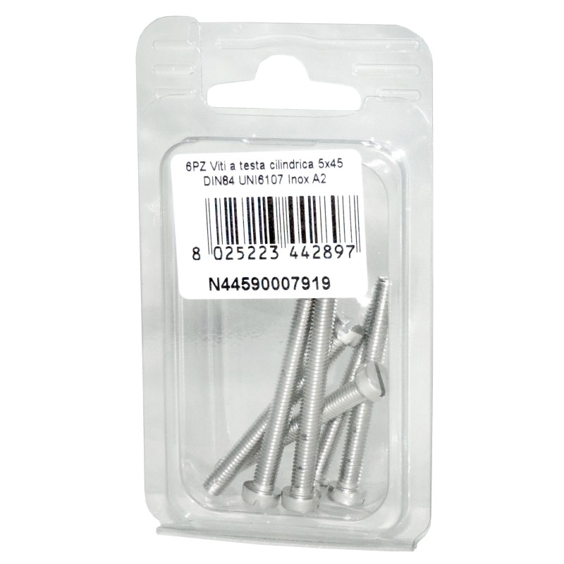 A2 DIN 84 UNI 6107 Stainless steel Cylindrical Head Screws 5x45mm 6pcs N44590007919