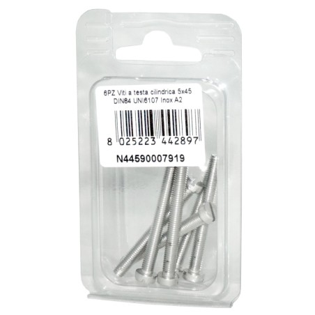 A2 DIN 84 UNI 6107 Stainless steel Cylindrical Head Screws 5x45mm 6pcs N44590007919