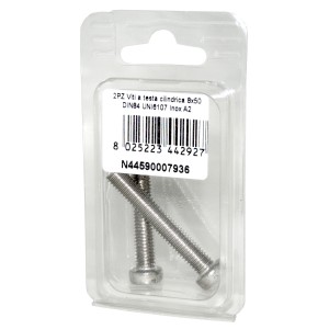 A2 DIN 84 UNI 6107 Stainless steel Cylindrical Head Screws 8x50mm 2pcs N44590007936