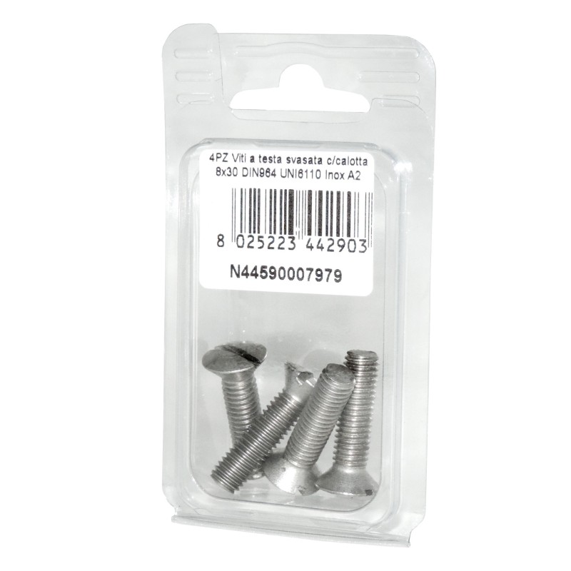 Viti a testa svasata con calotta DIN 964 UNI 6110 Inox A2 8x30mm 4Pz N445900079799