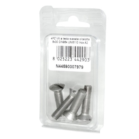 Viti a testa svasata con calotta DIN 964 UNI 6110 Inox A2 8x30mm 4Pz N445900079799