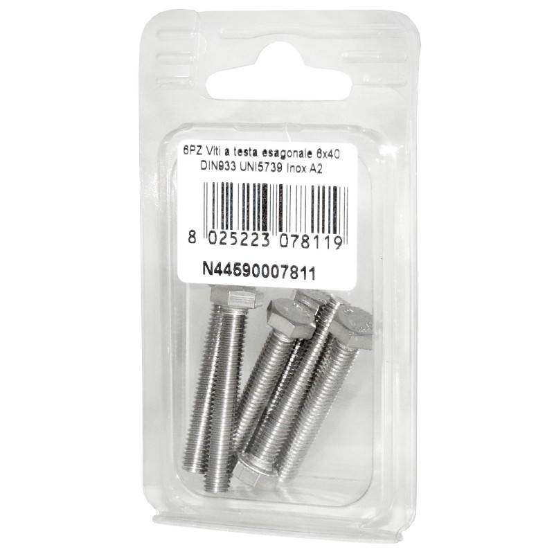 DIN993 St. Steel A2 Flat Hex Head Screws 6x40mm 6pcs N44590007811