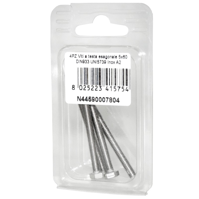 DIN993 Stainless Steel A2 Flat Hex Head Screws 5x60mm 4pcs N44590007804