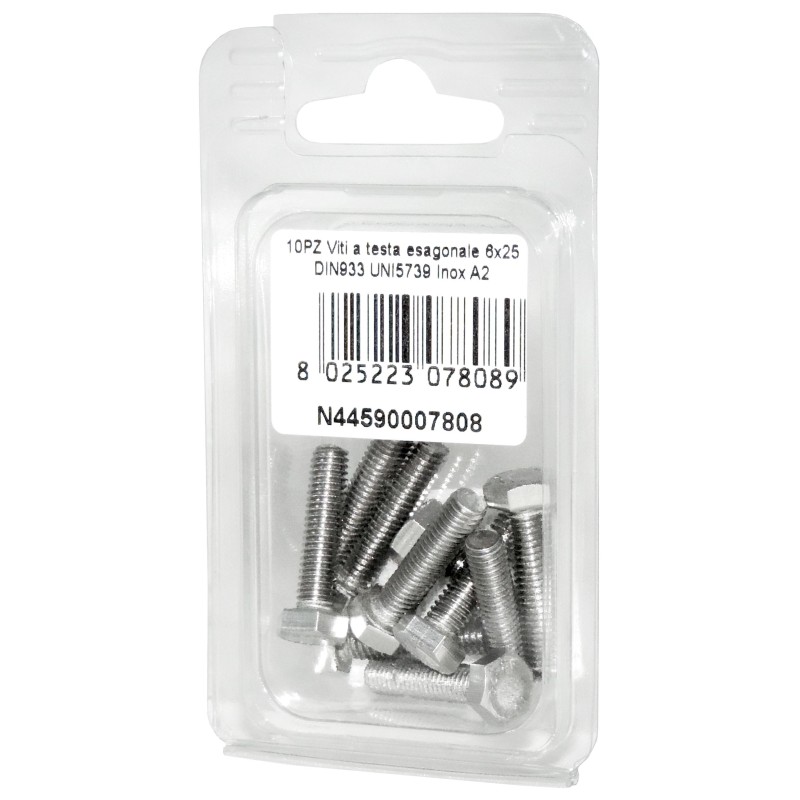 DIN993 Stainless Steel A2 Flat Hex Head Screws 6x25mm 10pcs N44590007808
