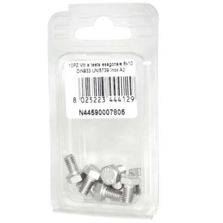 Viti a testa esagonale piana Inox A2 DIN933 UNI5739 6x10mm 10pz N44590007805