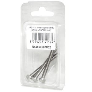 Viti a testa esagonale piana Inox A2 DIN933 UNI5739 5x50mm 4pz N44590007802