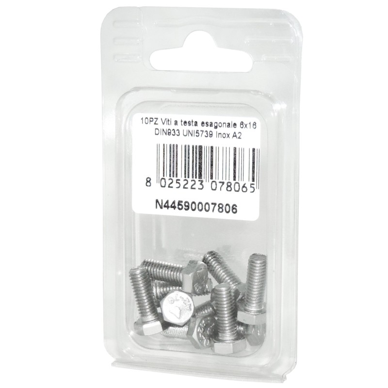 DIN993 Stainless Steel A2 Flat Hex Head Screws 6x16mm 10pcs N44590007806