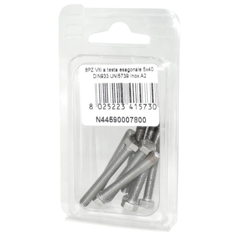 DIN993 Stainless Steel A2 Flat Hex Head Screws 5x40mm 8pcs N44590007800