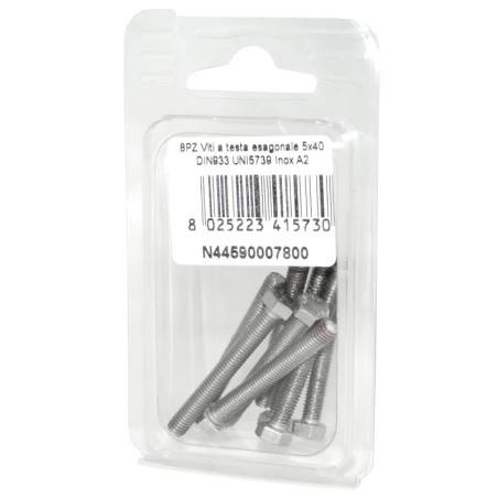 DIN993 Stainless Steel A2 Flat Hex Head Screws 5x40mm 8pcs N44590007800