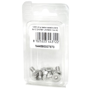 Viti a Brugola DIN7991 UNI5933 Inox A2 a testa svasata piana 6x10mm 10pz N44590007870