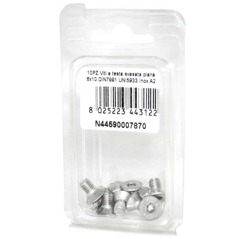 DIN7991 Stainless Steel A2 Flat Countersunk Head Allen Screws 6x10mm 10pcs N44590007870