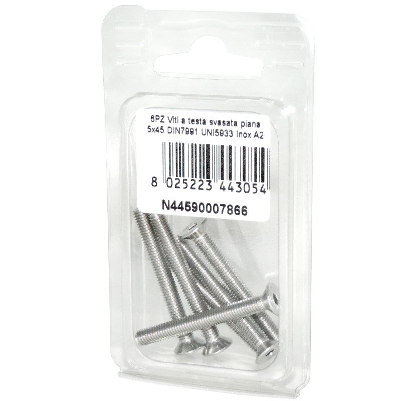 DIN7991 Stainless Steel A2 Flat Countersunk Head Allen Screws 5x45mm 6pcs N44590007866