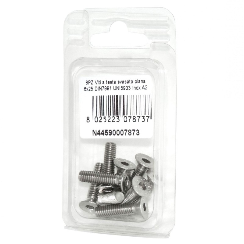 DIN7991 Stainless Steel A2 Flat Countersunk Head Allen Screws 6x25mm 8pcs N44590007873