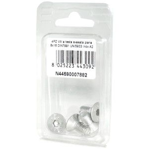 Viti a Brugola DIN7991 UNI5933 Inox A2 a testa svasata piana 8x16mm 4pz N44590007882