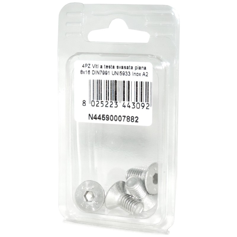 DIN7991 Stainless Steel A2 Flat Countersunk Head Allen Screws 8x16mm 4pcs N44590007882
