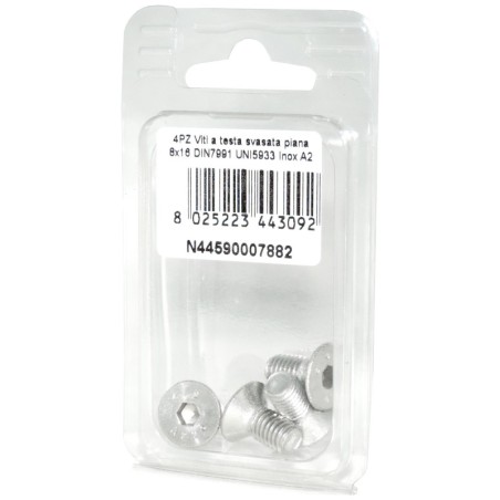 Viti a Brugola DIN7991 UNI5933 Inox A2 a testa svasata piana 8x16mm 4pz N44590007882