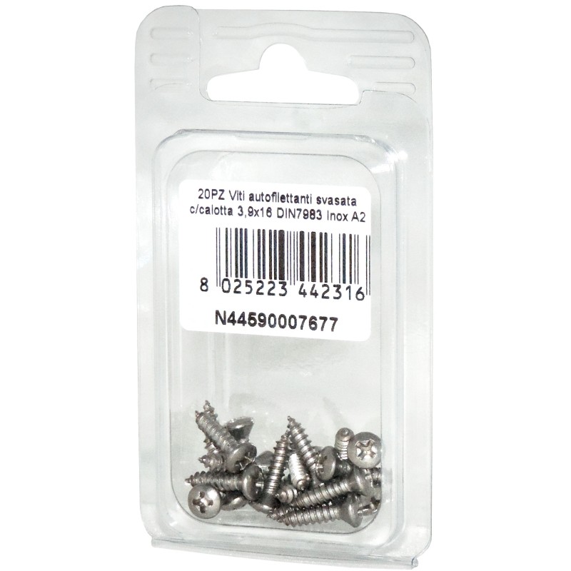 Viti autofilettanti testa svasata calotta a croce DIN7983 3,9x16mm 20pz N44590007677