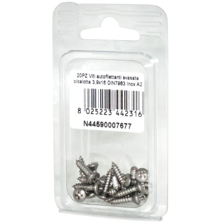 Viti autofilettanti testa svasata calotta a croce DIN7983 3,9x16mm 20pz N44590007677