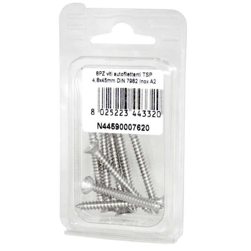 A2 DIN7982 Stainless steel flat self-tapping countersunk screws 4.8x45mm 8pcs N44590007620