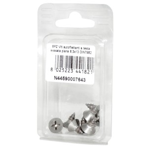 Viti autofilettanti a testa svasata piana DIN7982 Inox A2 6,3x13mm 8pz N44590007643