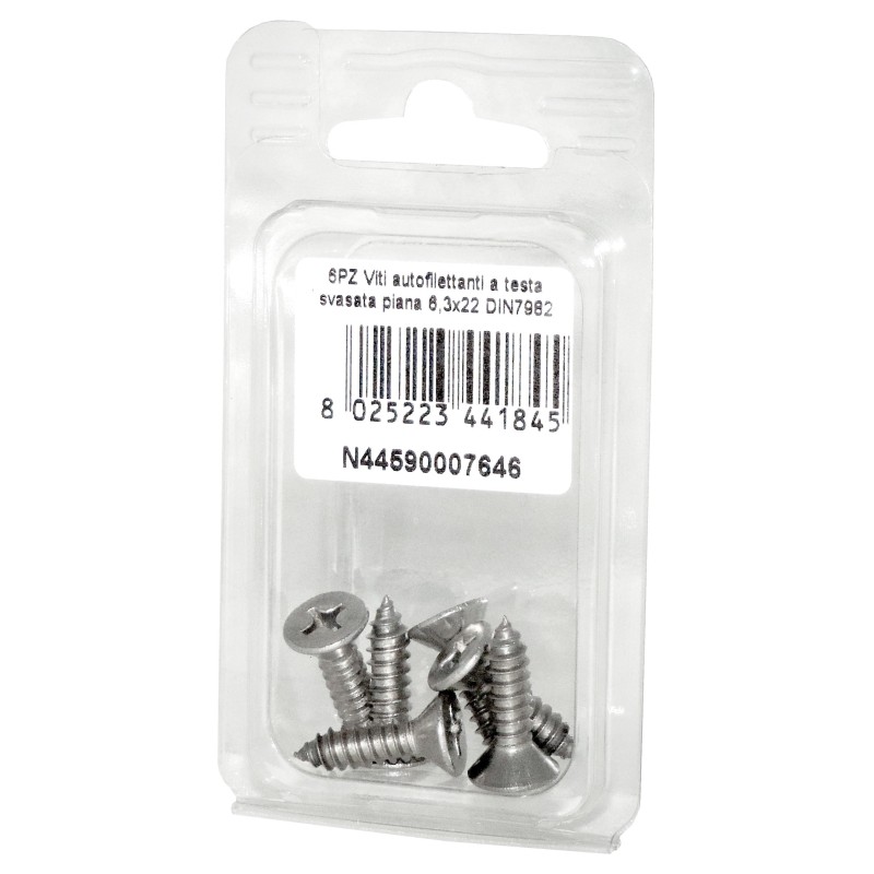 A2 DIN7982 Stainless steel flat self-tapping countersunk screws 6.3x22mm 6pcs N44590007646