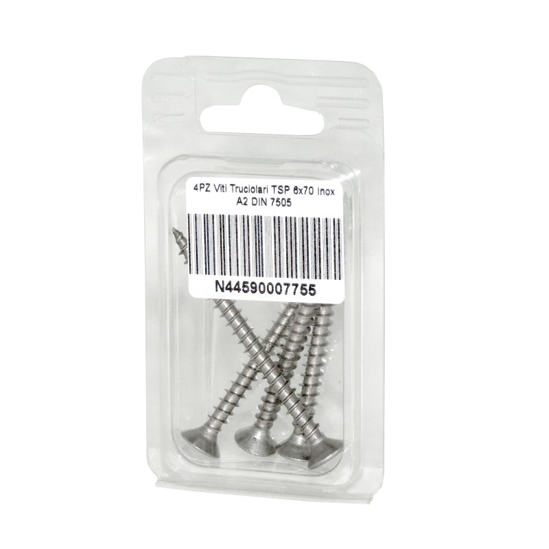 DIN 7505 A2 Stainless Steel Chipboard screws 6x70mm 4pcs N44590007755