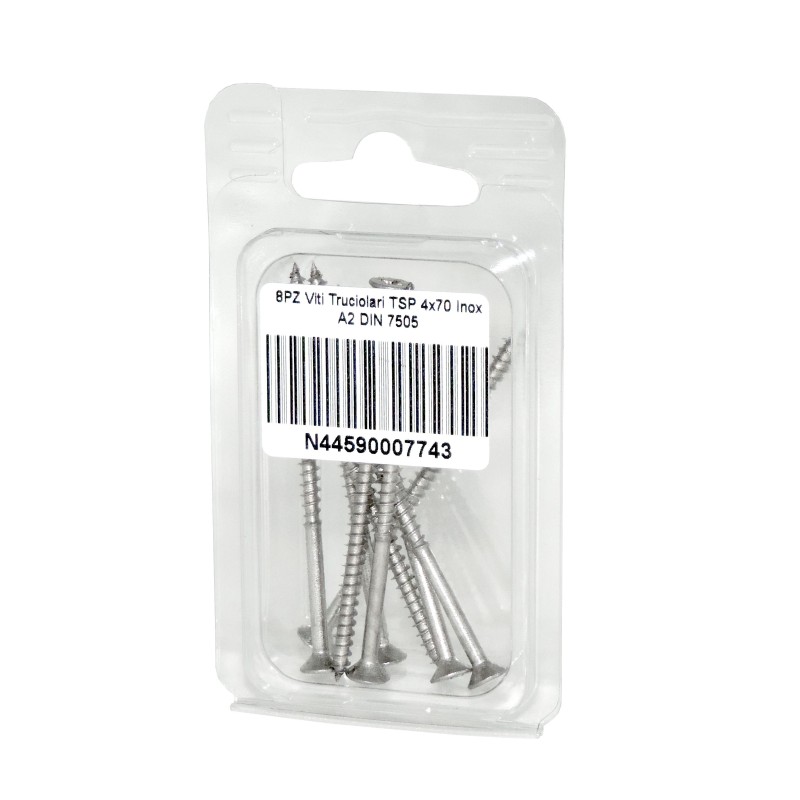 DIN 7505 A2 Stainless Steel Chipboard screws 4x70mm 8pcs N44590007743
