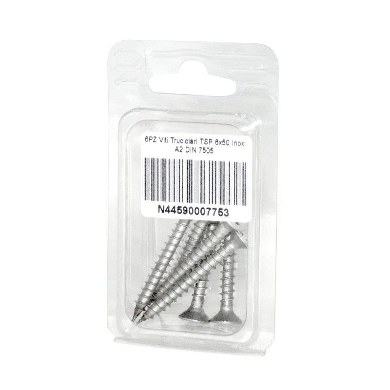 DIN 7505 A2 Stainless Steel Chipboard screws 6x50mm 6pcs N44590007753