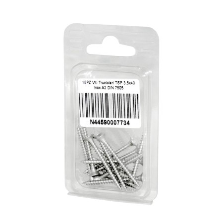 Viti Truciolari a testa svasata piana Inox A2 DIN7505 3,5x40mm 15pz N44590007734
