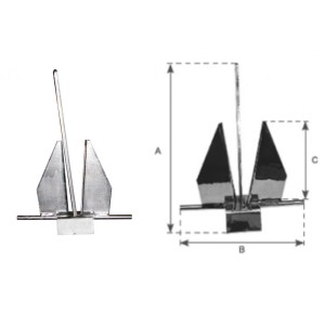 DANFORTH Anchor in Hot-galvanized Steel 2 Kg 430x300mm FNI0202102